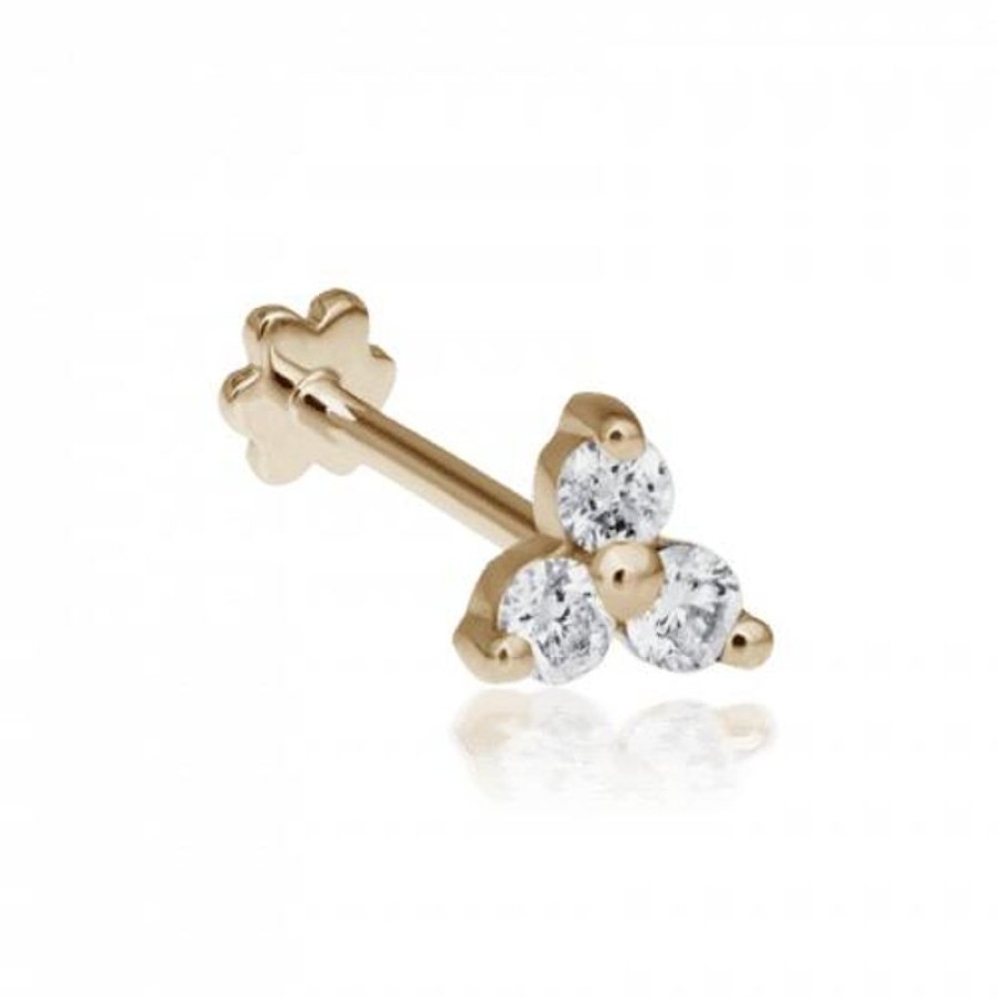 Smykker MARIA TASH Oreringe | Maria Tash Large Diamond Trinity Threaded Stud