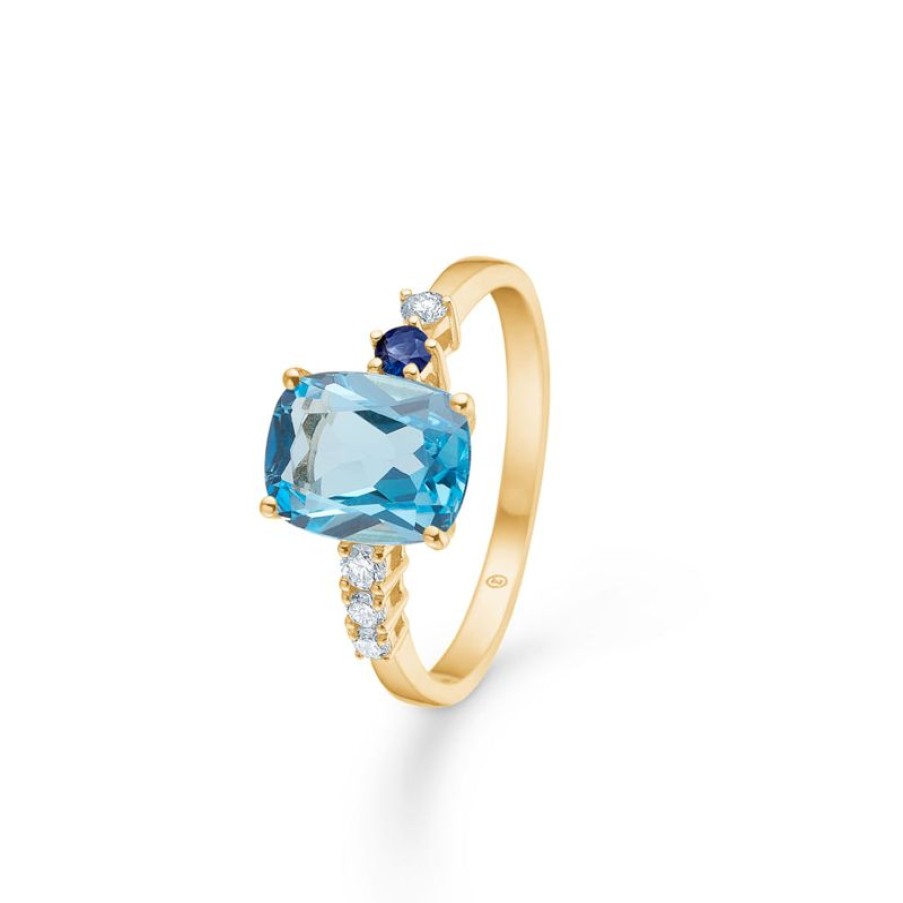 Smykker Mads Z Forlovelsesringe | Mads Z 14Kt Blue Felicity Ring Med Topas Og 0.11Ct W.Si