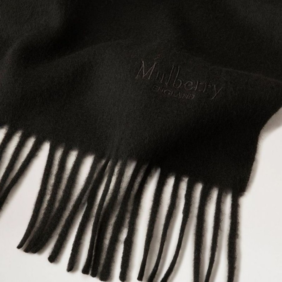 Mulberry Mulberry | Mulberry Small Solid Merino Wool Scarf Black