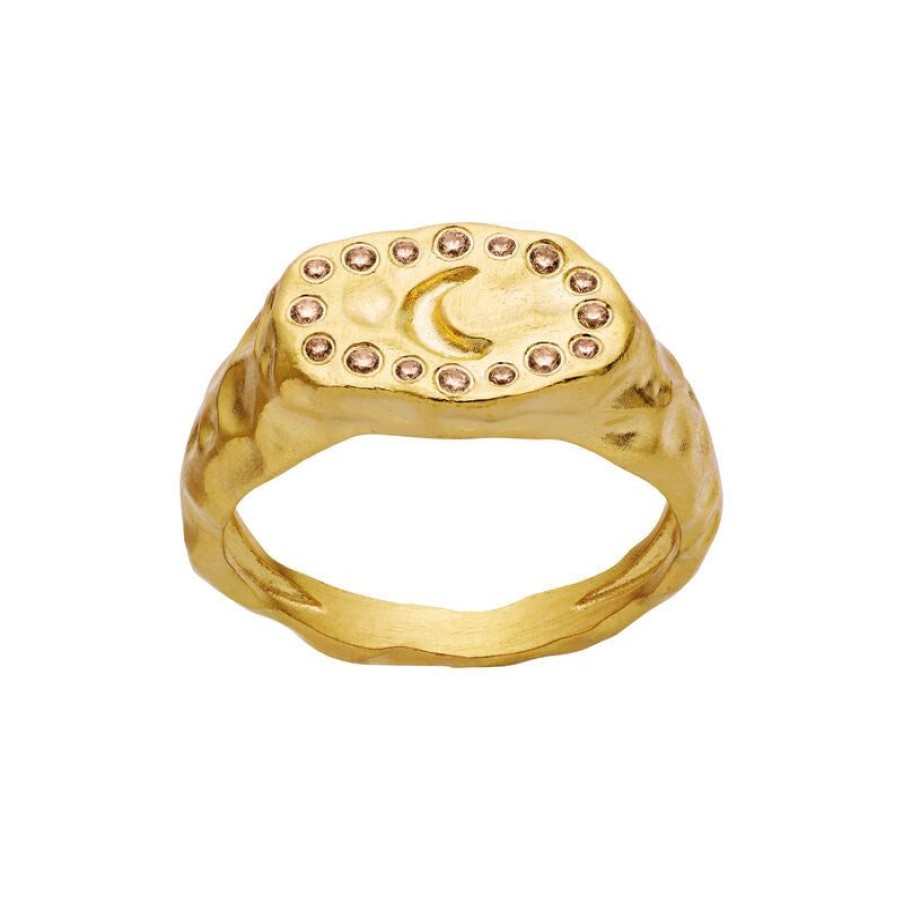 Smykker Maanesten Forgyldte Ringe | Maanesten Demi Ring 18Kt Forgyldt - 4808A