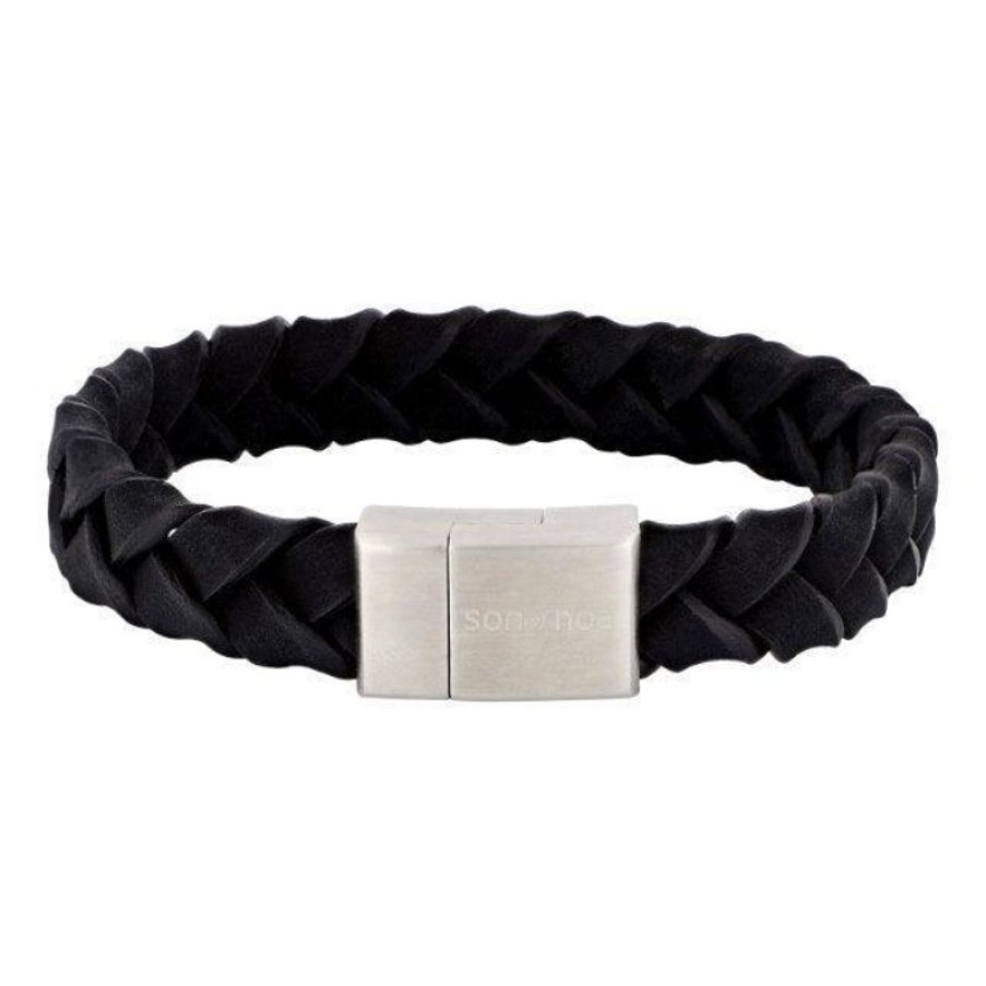 Smykker Nordahl Andersen Herresmykker | Son Of Noa Herre Armband Sort Flettet 21 Cm