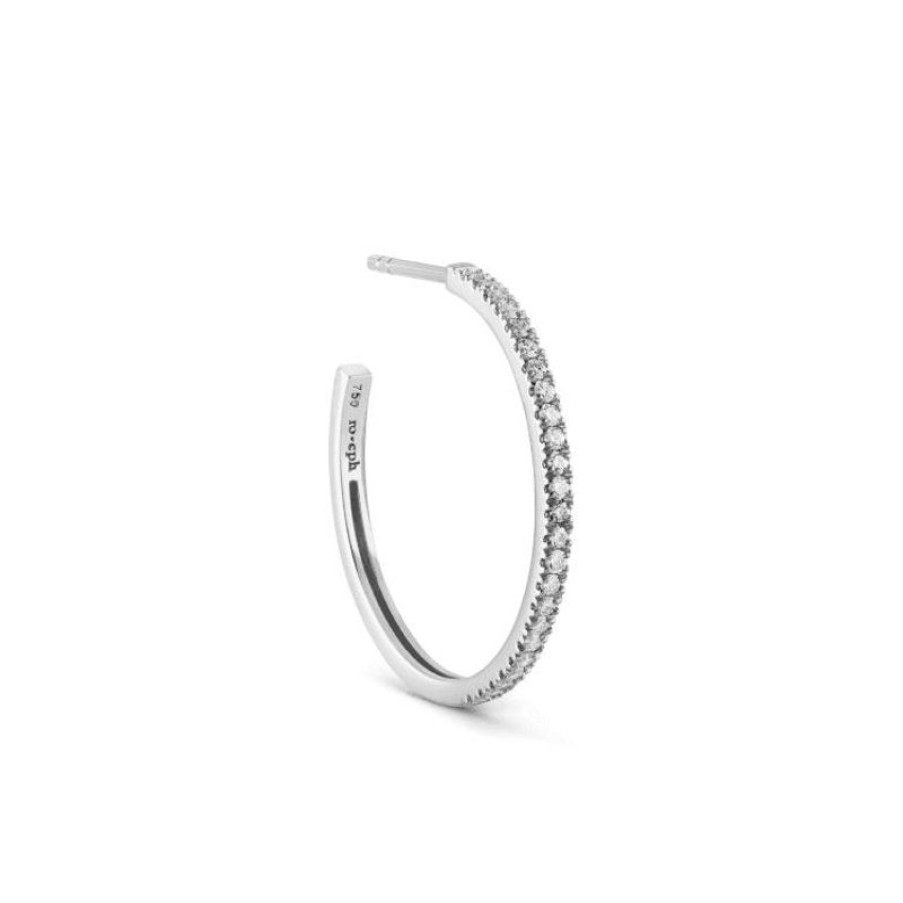 Smykker Ro Copenhagen Creoler & Hoops | Ro Copenhagen 18Kt Rock Classic Diamant Creol Hvidguld