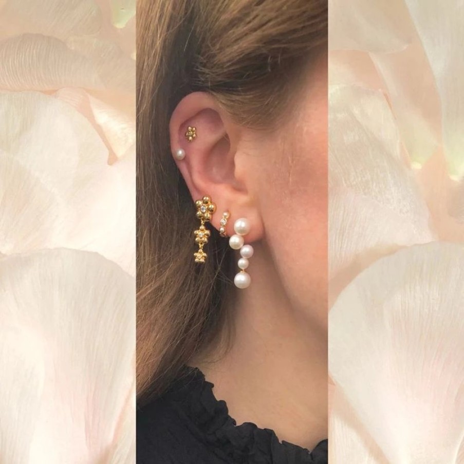 Smykker The Earring Shop Creoler & Hoops | The Earring Shop Ellie Huggie Pearl/White