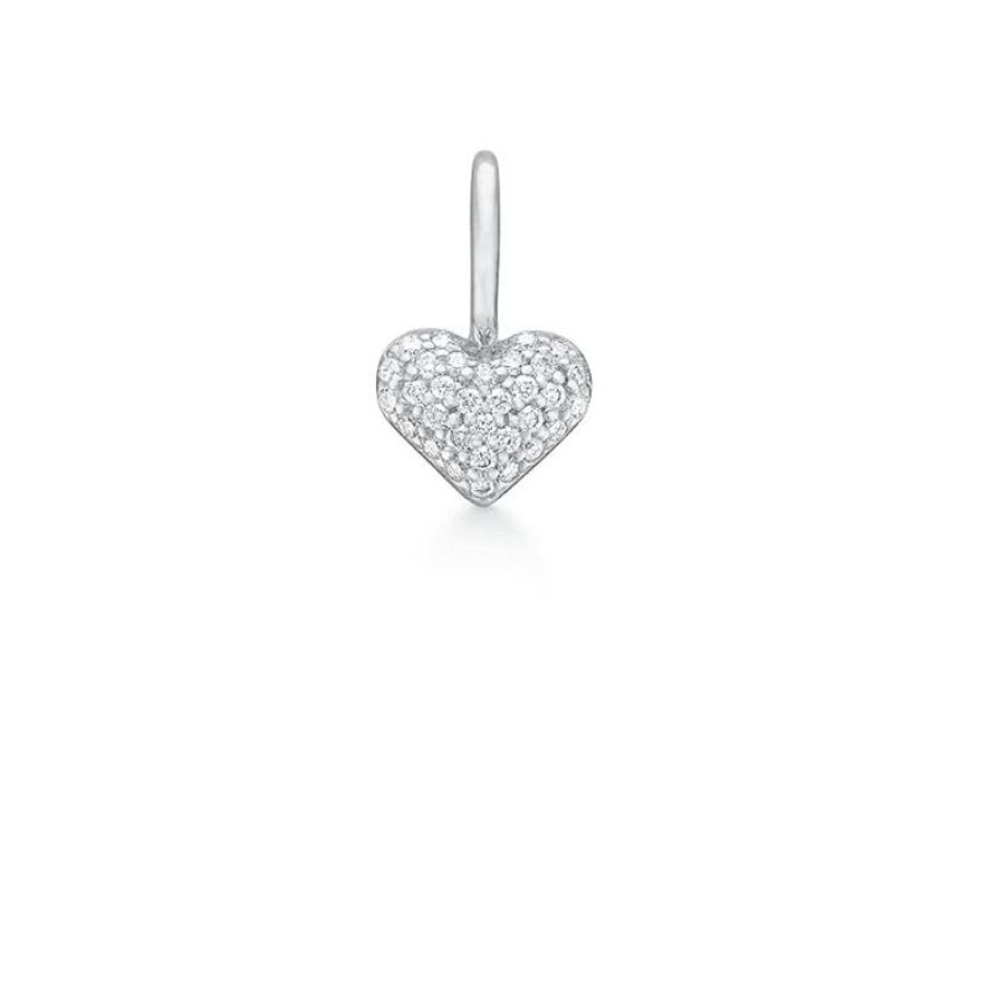 Smykker Ro Copenhagen | Ro Copenhagen 18Kt Rock My Heart Diamant Hjerte Vedhaeng Hvidguld