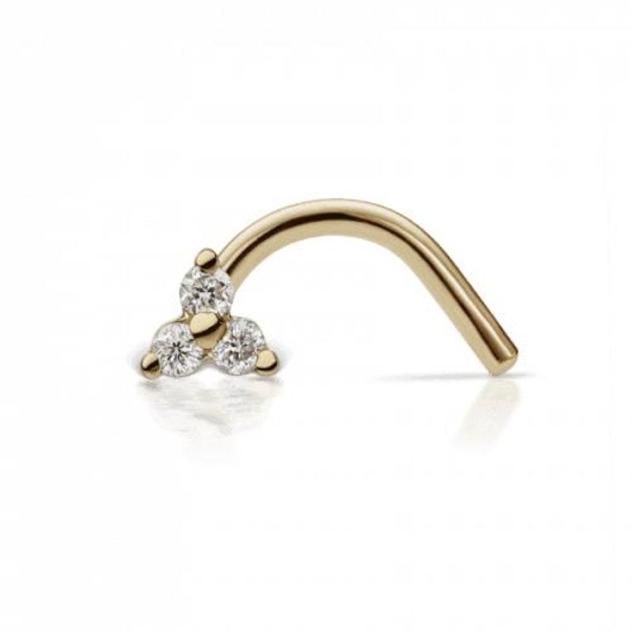 Smykker MARIA TASH Oreringe | Maria Tash Naesepiercing Diamond Trinity 18Kt